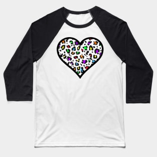 Rainbow Leopard Print Heart Baseball T-Shirt